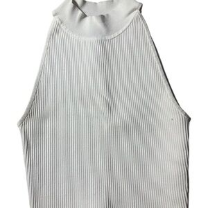 Aritzia Babaton White Ribbed Tank Top